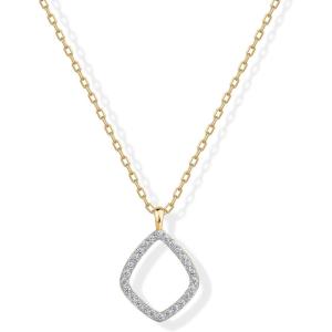 imagePAVOI 14K Gold Plated Two Toned Mixed Metals Diamond Shaped Dangle Pendant Necklace for Women with Cubic Zirconia  Geometric NecklaceTwo Toned