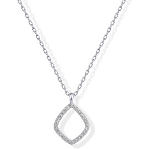 imagePAVOI 14K Gold Plated Two Toned Mixed Metals Diamond Shaped Dangle Pendant Necklace for Women with Cubic Zirconia  Geometric NecklaceWhite Gold