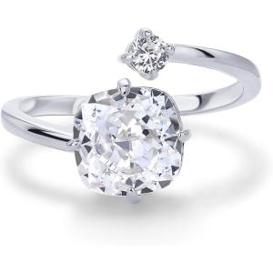 imagePAVOI 14K Yellow Plated Toi Et Moi 3CT Cushion Cut Cubic Zirconia Stone Wraparound Engagement Promise Ring for Women  Statement RingWhite Gold