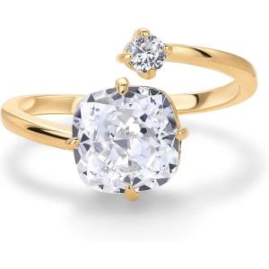 imagePAVOI 14K Yellow Plated Toi Et Moi 3CT Cushion Cut Cubic Zirconia Stone Wraparound Engagement Promise Ring for Women  Statement RingYellow Gold