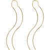 imagePAVOI 14K Gold Plated 925 Sterling Silver Post Threader Earrings for Women  Minimalist Gold Chain Earrings Double Piercings  Dangle Twist WavyYellow Gold