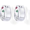 imagePAVOI 14K Gold Plated 925 Sterling Silver Posts Chunky Huggie Earrings for Women  MultiColored Cubic Zirconia Statement Hoop EarringsWhite Gold