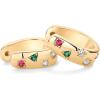 imagePAVOI 14K Gold Plated 925 Sterling Silver Posts Chunky Huggie Earrings for Women  MultiColored Cubic Zirconia Statement Hoop EarringsYellow Gold