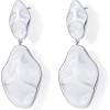 imagePAVOI 14K Gold Plated 925 Sterling Silver Posts Teardrop Statement Dangle Earrings  Lightweight Hammered Drop Dangle Earrings for WomenWhite Gold