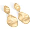 imagePAVOI 14K Gold Plated 925 Sterling Silver Posts Teardrop Statement Dangle Earrings  Lightweight Hammered Drop Dangle Earrings for WomenYellow Gold