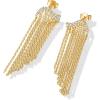 imagePAVOI 14K Gold Plated 925 Sterling Silves Posts Long Tassel Dangle Earrings for Women  Elegant Rhinestone Chain Chandelier Drop Earrings  Statement JewelryYellow Gold