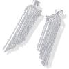 imagePAVOI 14K Gold Plated 925 Sterling Silves Posts Long Tassel Dangle Earrings for Women  Elegant Rhinestone Chain Chandelier Drop Earrings  Statement JewelryWhite Gold