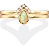imagePAVOI 14K Gold Plated Stacking Rings for Women  Classy Design with Sparkling Cubic Zirconia Crystals ampamp Opal  Everyday JewelryYellow Gold
