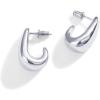 imagePAVOI 14K Gold Plated Sterling Silver Post Statement Huggie Earrings  Gold Dome Hoop Earrings for WomenWhite Gold
