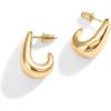 imagePAVOI 14K Gold Plated Sterling Silver Post Statement Huggie Earrings  Gold Dome Hoop Earrings for WomenYellow Gold