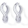 imagePAVOI 14K Gold Plated Sterling Silver Posts Chunky Wavy Hoop Earrings for Women  Lightweight Statement Twisted Endless Wave Hoops EarringsWhite Gold
