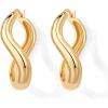 imagePAVOI 14K Gold Plated Sterling Silver Posts Chunky Wavy Hoop Earrings for Women  Lightweight Statement Twisted Endless Wave Hoops EarringsYellow Gold