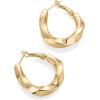 imagePAVOI 14K Gold Plated Sterling Silver Posts Chunky Wavy Hoop Earrings for Women  Lightweight Statement Twisted Endless Wave Hoops EarringsYellow Gold