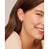 imagePAVOI 14K Gold Plated Sterling Silver Posts Triple Hoop Statement Earrings  No Piercing Multi Huggie Crawler Earrings for WomenWhite Gold