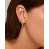 imagePAVOI 14K Gold Plated Sterling Silver Posts Triple Hoop Statement Earrings  No Piercing Multi Huggie Crawler Earrings for WomenWhite Gold