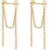 imagePAVOI 18K Gold Plated Sterling Silver Posts Drop Dangle Chain Earrings for Women  Dangling Chain Studs  Cubic Zirconia Ball Threader Earscapes EarringsYellow Gold