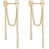 imagePAVOI 18K Gold Plated Sterling Silver Posts Drop Dangle Chain Earrings for Women  Dangling Chain Studs  Cubic Zirconia Ball Threader Earscapes EarringsYellow Gold