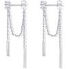 imagePAVOI 18K Gold Plated Sterling Silver Posts Drop Dangle Chain Earrings for Women  Dangling Chain Studs  Cubic Zirconia Ball Threader Earscapes EarringsWhite Gold