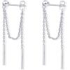 imagePAVOI 18K Gold Plated Sterling Silver Posts Drop Dangle Chain Earrings for Women  Dangling Chain Studs  Cubic Zirconia Ball Threader Earscapes EarringsWhite Gold