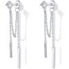 imagePAVOI 18K Gold Plated Sterling Silver Posts Drop Dangle Chain Earrings for Women  Dangling Chain Studs  Cubic Zirconia Ball Threader Earscapes EarringsWhite Gold