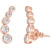 imagePAVOI 14K Gold Plated Sterling Silver Post Cubic Zirconia Ear Crawler Earrings  Tiny Faux Diamond Sterling Silver Post Ear Climber Fashion Earrings for WomenRose Gold