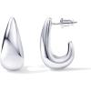 imagePAVOI 14K Gold Plated Sterling Silver Post Statement Huggie Earrings  Gold Dome Hoop Earrings for WomenWhite Gold