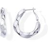 imagePAVOI 14K Gold Plated Sterling Silver Posts Chunky Wavy Hoop Earrings for Women  Lightweight Statement Twisted Endless Wave Hoops EarringsWhite Gold