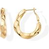 imagePAVOI 14K Gold Plated Sterling Silver Posts Chunky Wavy Hoop Earrings for Women  Lightweight Statement Twisted Endless Wave Hoops EarringsYellow Gold