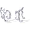 imagePAVOI 14K Gold Plated Sterling Silver Posts Triple Hoop Statement Earrings  No Piercing Multi Huggie Crawler Earrings for WomenWhite Gold