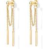 imagePAVOI 18K Gold Plated Sterling Silver Posts Drop Dangle Chain Earrings for Women  Dangling Chain Studs  Cubic Zirconia Ball Threader Earscapes EarringsYellow Gold