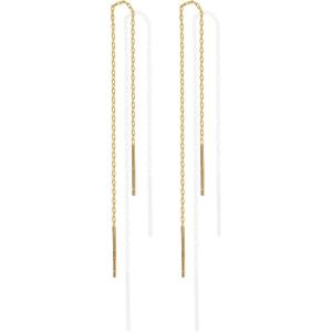 imagePAVOI 14K Gold Plated 925 Sterling Silver Post Threader Earrings for Women  Minimalist Gold Chain Earrings Double Piercings  Dangle Twist WavyYellow Gold