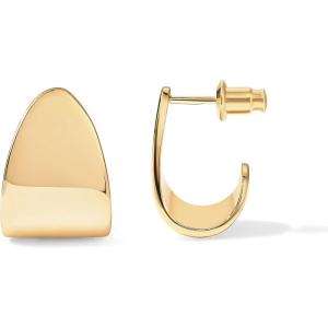 imagePAVOI 14K Gold Plated 925 Sterling Silver Posts Chunky Hoop Earrings  Statement Huggie Hoops for Women  Lightweight Yellow Gold Dome EarringsYellow Gold