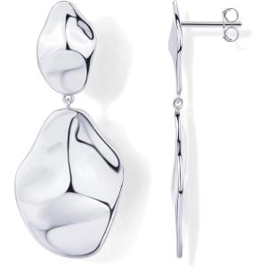 imagePAVOI 14K Gold Plated 925 Sterling Silver Posts Teardrop Statement Dangle Earrings  Lightweight Hammered Drop Dangle Earrings for WomenWhite Gold