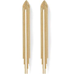 imagePAVOI 14K Gold Plated 925 Sterling Silves Posts Long Tassel Dangle Earrings for Women  Elegant Rhinestone Chain Chandelier Drop Earrings  Statement JewelryYellow Gold