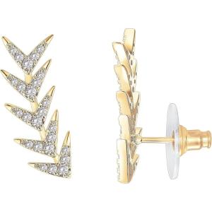 imagePAVOI 14K Gold Plated Cubic Zirconia Ear Crawler Earrings  Faux Diamond Arrow Ear Climber Fashion Earrings for WomenYellow Gold