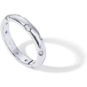 imagePAVOI 14K Gold Plated Cubic Zirconia Rings for Women  Classic Stackable Ring Band for WomenWhite Gold