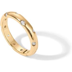 imagePAVOI 14K Gold Plated Cubic Zirconia Rings for Women  Classic Stackable Ring Band for WomenYellow Gold