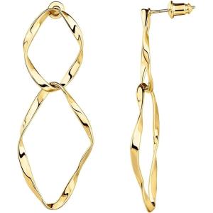 imagePAVOI 14K Gold Plated Dangle Earrings for Women  Infinity Cute Hanging Hoop EarringsYellow Gold