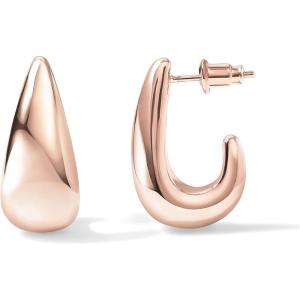 imagePAVOI 14K Gold Plated Sterling Silver Post Statement Huggie Earrings  Gold Dome Hoop Earrings for WomenRose Gold