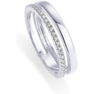 imagePAVOI 18K Gold Plated Cubic Zirconia Dual Stacking Rings for Women  Gold Eternity Band for Women  Thumb RingWhite Gold