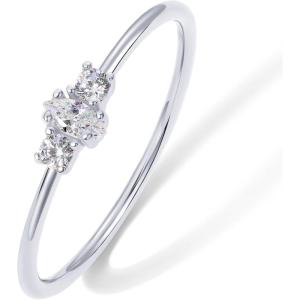 imagePAVOI 18K Gold Plated Marquise Round Mini Cubic Zirconia Stackable Rings for Women  Dainty Stacking Thin Band for WomenWhite Gold