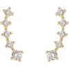 imagePAVOI 14K Gold Plated 925 Sterling Silver Post Cubic Zirconia Crawler Earrings Pearl Studs Set  CZ Climber Earrings Pearl Studs Pack for WomenYellow Gold