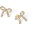 imagePAVOI 14K Gold Plated Cubic Zirconia Bow Stud Earrings for Women  Coquette Earring PairCubic Zirconia