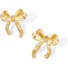 imagePAVOI 14K Gold Plated Cubic Zirconia Bow Stud Earrings for Women  Coquette Earring PairHammered
