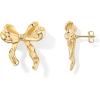 imagePAVOI 14K Gold Plated Cubic Zirconia Bow Stud Earrings for Women  Coquette Earring PairHammered