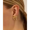 imagePAVOI 14K Gold Plated Cubic Zirconia Bow Stud Earrings for Women  Coquette Earring PairHammered
