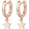 imagePAVOI 14K Gold Plated S925 Sterling Silver Post Lightweight DropDangle Huggie Earrings for Women  Star Lock Butterfly Moon Lightning  Dainty EarringsRose Gold