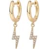 imagePAVOI 14K Gold Plated S925 Sterling Silver Post Lightweight DropDangle Huggie Earrings for Women  Star Lock Butterfly Moon Lightning  Dainty EarringsYellow Gold