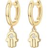 imagePAVOI 14K Gold Plated S925 Sterling Silver Post Lightweight DropDangle Huggie Earrings for Women  Star Lock Butterfly Moon Lightning  Dainty EarringsYellow Gold