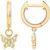 imagePAVOI 14K Gold Plated S925 Sterling Silver Post Lightweight DropDangle Huggie Earrings for Women  Star Lock Butterfly Moon Lightning  Dainty EarringsYellow Gold